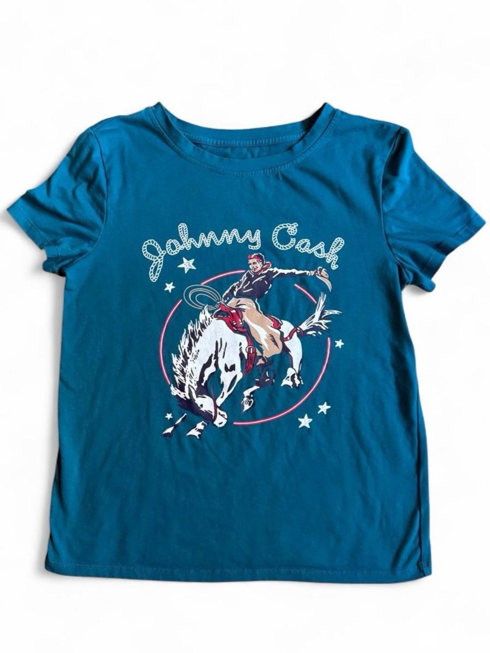 Johnny Cash Graphic Short Sleeve Tee - Teal Blue